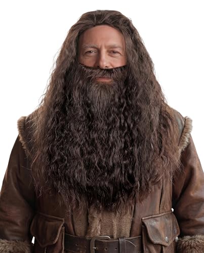 HOMELEX Brown Wizard Beard And Wig - Halloween Funny Father Time Costume Accessory for Adults