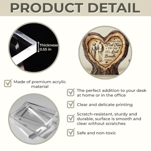 Timeless Love Personalized Acrylic Plaque by Femme Savor - Customized Couple Shape Desktop Gift for Anniversaries and Special Moments - Image 5