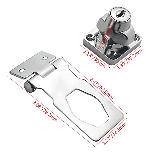 Image of WMYCONGCONG 2 PCS 2.5 Inch Keyed Hasp Locks Stainless Steel Locking Hasp Twist Knob Safety Hasp Keyed Different for Cabinet Small Door, Black