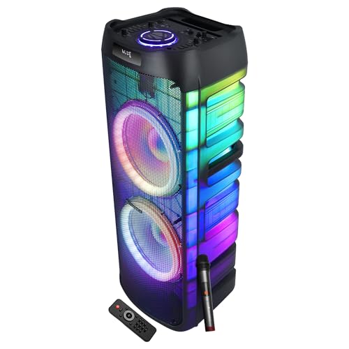 ZEBRONICS 240W Party Trolley DJ Speaker, 5h Playback, Wireless UHF Mic, Karaoke & Recording, Dual 30.48cm High-Fidelity Drivers, TWS, 6.3mm Mic & Guitar Inputs, Bluetooth, USB, RGB (Glow Box 12B)