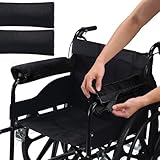 2PCS Wheelchair Armrest Pads with Hook and Loop Straps, Soft & Warm Short-Pile Plush Wheelchair Armrest Pads, Non Slip Arm Rest Covers for Handicapped/Adult, Comfort Foam Wheel Chair Arm Cushion-Black