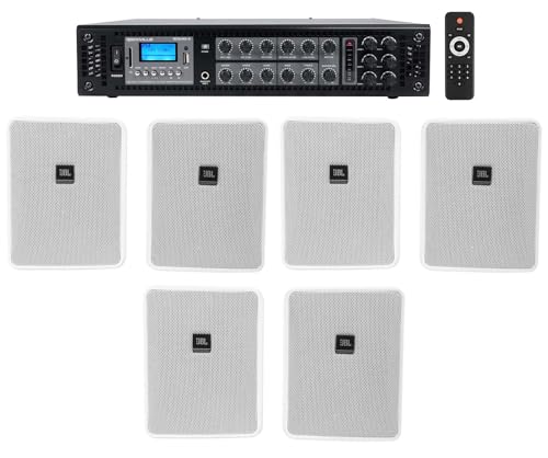 Rockville Audiosavings Bundle RCS180-6 180 Watt 6 Zone 70v Commercial/Amp/Bluetooth Bundle with (6) JBL Control 25-1 5.25
