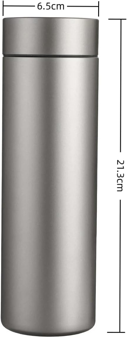 500ml Food Grade Pure Titanium Insulated Water Bottle - 24H Cold & 12H Hot Coffee Mug, Leak Proof, Free Custom Engraving (Name/Logo) (black)