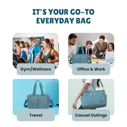 Image of MOCA Womens Casual Nylon Water Resistant Crossbody Tote Sling Handbag, Multi-Pocket Design with Adjustable Shoulder Straps for Work Travel Office, Everyday Use