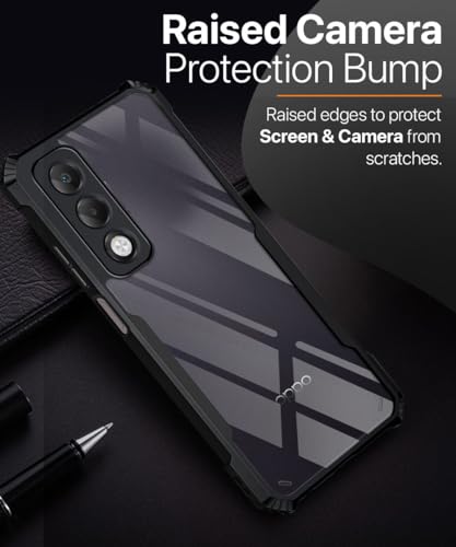 Image of WOW IMAGINE Shock Proof Clear Protective Back Case for Oppo K13x 5G - AirEDGE Technology | 360 Degree Camera Protection | Transparent Hybrid Back Case Mobile Cover - Black