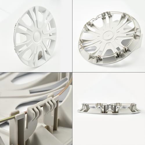 Image of Pure White Hubcap Wheel Cover Replacement Kit 15 inch Hub Caps Wheel Rim Cover Car Exterior Accessories Pack of 4, 15 inches