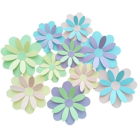 Mybbshower Giant 3D Pastel Flower with Stickers (10"-7.5") Paper Flower Wall Stickers Room Decor Kids Nursery Classroom Wedding Backdrop Pack of 10 Cover