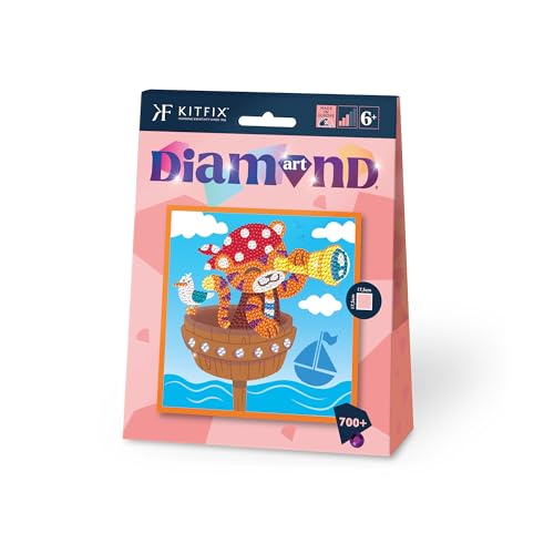 Kitfix- Diamond Art - Little Pirate - Diamond Painting for Children 6+ - 17,5 x 17,5cm - Gift for Girls and Boys, Adults - 2514