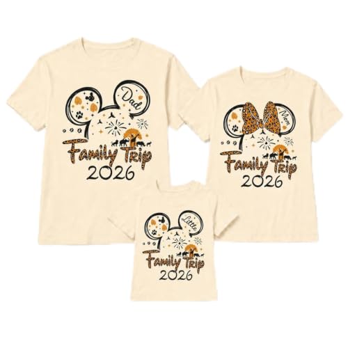 Family Vacation Matching Shirts: Magical 2026 Cartoon Graphic Shirt Family Matching Outfits Funny Summer Trip Tops