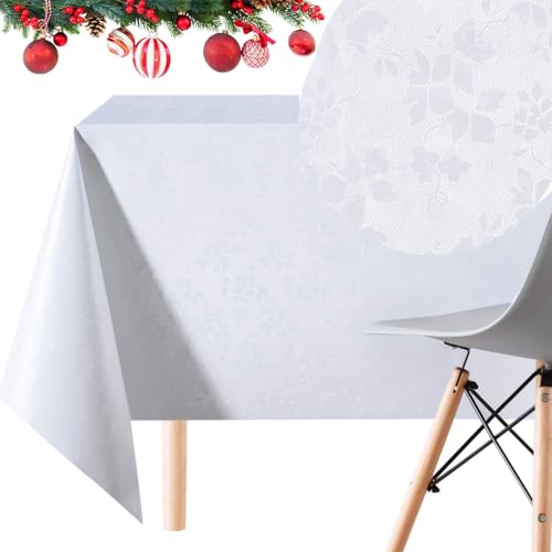 Nappe de luxe en vinyle blanc 140x200 style ciree haut de gamme pour réception - 3