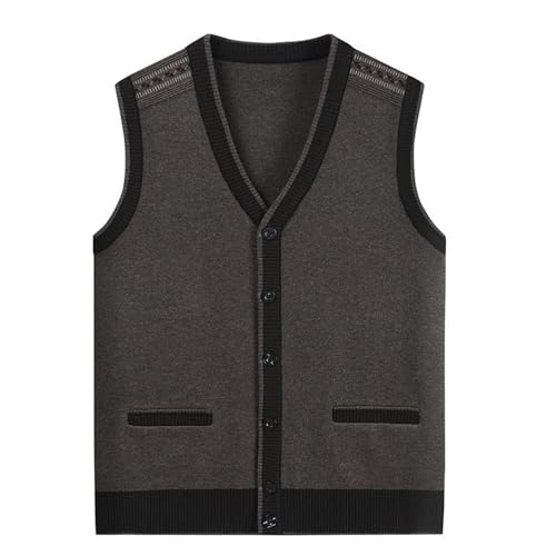 Mens Sweater Vest Button Up with Pockets Mens Sweater Vest Solid Knitted Sleeveless V-Neck Patchwork Soft Knitted Vest