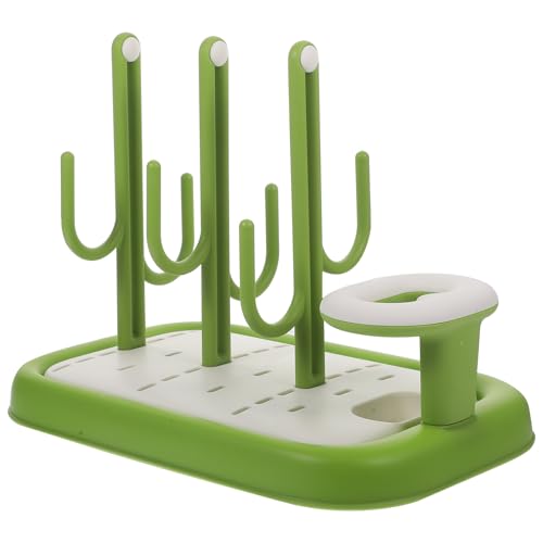 YARNOW Escurridor de Biberones Desmontable para Ñiño Estante Portátil Blanco y Verde Soporte Multifuncional para Botellas y Vasos Secador de Botellas Seguro y Fácil de Limpiar