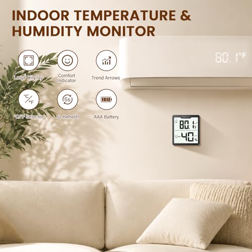 DOQAUS 3 Pieces Digital Hygrometer Indoor Thermometer Humidity Meter with Accurate Temperature and Humidity Monitor for House, Baby Room, Greenhouse, Incubator - Battery Included