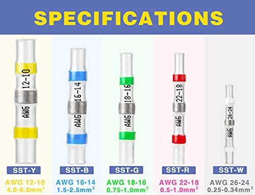 image for 500PCS Green Solder Seal Wire Connectors AWG18-16,haisstronica Marine 