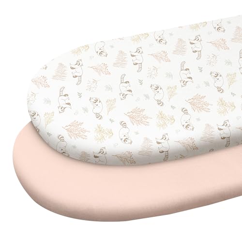 Image of Gllquen Baby Organic Cotton Bassinet Sheets (33 inchx17 inch) 2-Pack Animal | 100% Cotton Bassinet Mattress Sheets, Compatible with Halo, Graco, Baby Delight. Soft, universal fitted for girls boys unisex