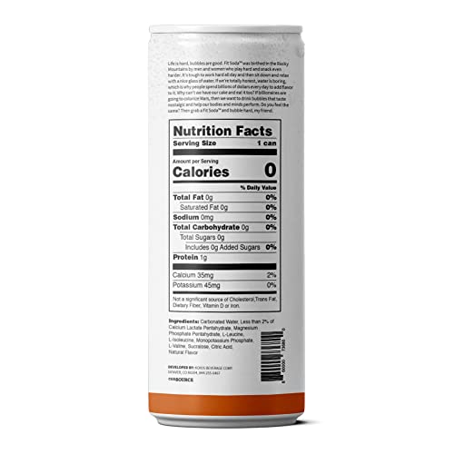 Fit Soda Original - Orange Cream Zero Calorie Recovery Soda, Hydrating Electrolytes & Bcaas For Energy, Great Flavor, No Sugar, Caffeine-Free, Gluten-Free (12 Pack) #TOP3