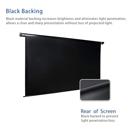 Image of Kayle 120 inch Motorized Projector Screen Electric Diagonal Automatic Projection 16:9 HD Movies Screen for Home Theater Presentation Education Outdoor Indoor W /Wireless Remote, Wall /Ceiling Mount (Black)