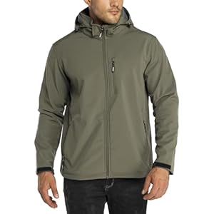 Outdoor Ventures Men’s Lightweight Softshell Jacket Fleece Lined Hooded Water Resistant Winter Hiking Windbreaker Jackets