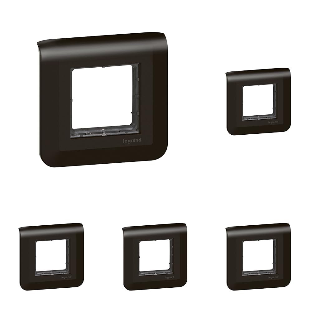 Plaque avec support Mosaic Legrand finition contemporaine noir mat haut de gamme