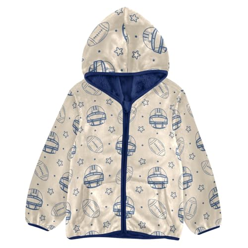 CaTaKu Boys Fleece Jacket Zip Up Hoodie Football Balls Stars Toddler Kids Fall Winter Jacket for Boys 3-10Y
