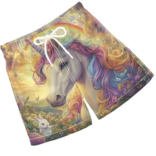 Pigsaly Boys Swim Trunks Butterfly Unicorn Rainbow Boys Board Shorts Swimsuit Swimwear Summer Bathing Suit 3T