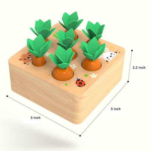 Ancaixin Montessori Toys for Babies 6-12 Months, Wooden Toys for 1 Year Old Boys and Girls, Educational Carrot Harvest Toy for Toddlers, Shape Sorting Matching Puzzle, Developmental Birthday Gifts - Thumbnail 3