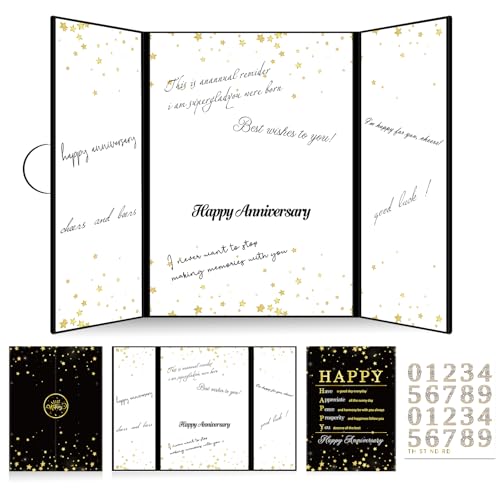 Happy Anniversary Guest Book for 30th 40th 50th 60th Wedding Anniversary Decorations Signature Board Party Supplies with Number Stickers Suitable for Any Year