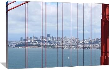 San Francisco Through The Golden Gate Bridge 30" x 20" Gallery Wrapped Canvas Wall Art