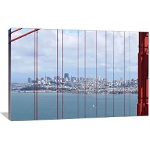 San Francisco Through The Golden Gate Bridge 30" x 20" Gallery Wrapped Canvas Wall Art
