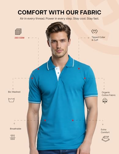 Image of Scott International Cotton Polo T Shirt | Collar Tshirts | Half Sleeves Plain T Shirt | T-Shirt |Tshirt for Men Stylish | Men's Tshirt