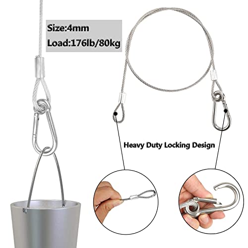 Stainless Steel Safety Cable Lock,Security Steel Cable Heavy Duty Cable Wire With Carabiner Lock Flexible Cable For Luggage Lock Hanging Light Plants Picture #TOP3
