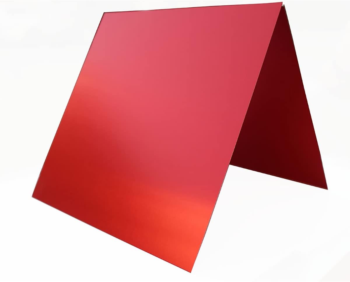 5pcs Aluminum Sheet Metal, Thin Aluminum Plate Red Anodized Anodising Blank Color Laser Marking Engraving Anodised Aluminum Sheet Plate for Construction 10cm×10cm 20cm×20cm (Size : 100X100X