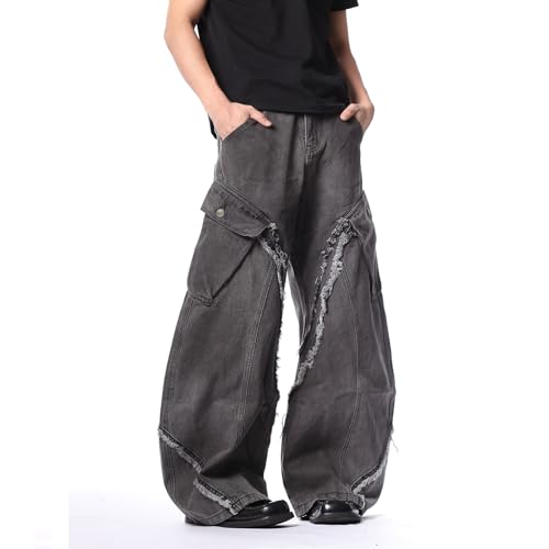 Barrel Jeans Men Baggy Cargo Skater Denim Pants Streetwear High Waist Barrel Leg Bottoms Ripped Distressed Loose Fit Relaxed2