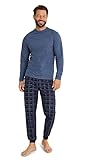 C&A Herren Pyjama Set Regular Fit Melange/Meliert|Kariert Polyester dunkelblau 2XL