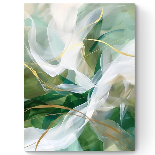 ArtNFT Abstract Wall Art Painting, Green And Gold Wall Decor