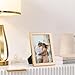 eletecpro 4x6 Enamel Picture Frame with Real Glass Cover, 1 Pack Pink Photo Frame with Gold Metal Edge, Horizontal and Vertical Display Pictures 4x6 for Tabletop, Bookshelf, Wall Decor