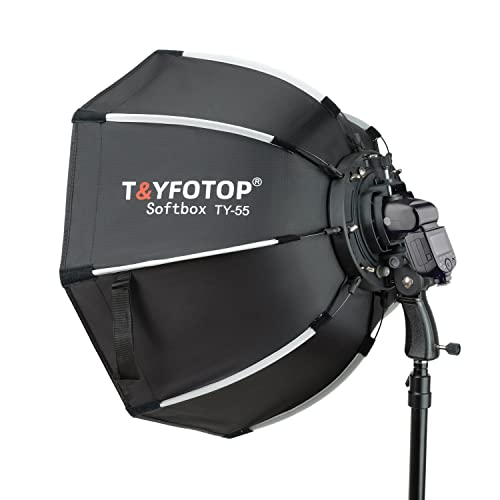 T&Yfotop 22 Inches/55 Centimeters Octagonal Softbox With S-Type Bracket Mount, Carrying Case Compatible With Camera Flash Speedlites Tt560 Nw561 Nw565 Nw625 Nw635 Nw670 750Ii, Etc (55Cm Softbox) #TOP4