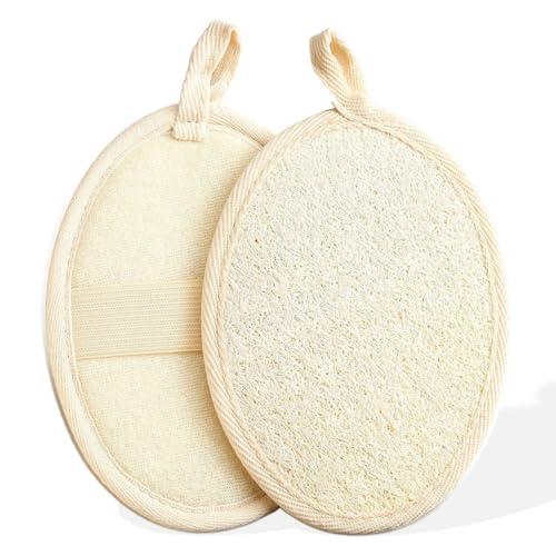 2 Piezas Depurador Corporal Exfoliante de Esponja Natural de Luffa, Esponjas de Lufa Orgánicas, Exfoliante Corporal de Esponja Natural de Lufa Ducha