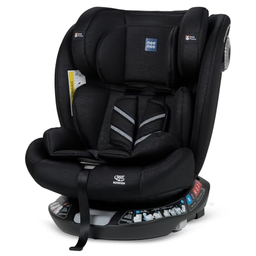 Image of Mee Mee Orbit 360 Rotatable Convertible ISOFIX Car Seat for 0-12 Years (0-36 kg) | Rear & Forward Facing | ECE R44 /04 Certified | 5-Point Safety Harness | Adjustable Recline & Headrest | Model Name: Orbit | Black
