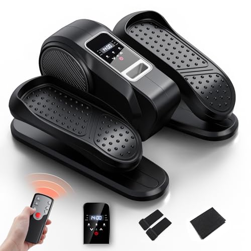 Under Desk Elliptical Machine for Home Workout, 12 Levels Speeds Ellipse Leg Exerciser While Sitting Quiet & Portable Seated Pedal Exerciser with Remote Control & Non-Slip Pad