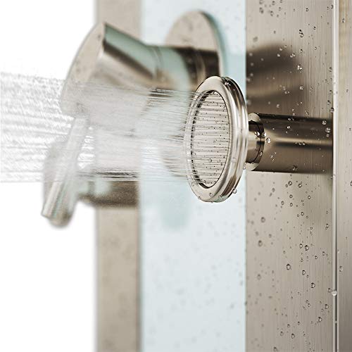 Pulse Showerspas 1039W-Bn Tropicana Showerspa Panel With 10" Rain Showerhead, 6 Body Spray Jets And Hand Shower, White Glass With Brushed Nickel Fixtures, 2.5 Gpm #TOP3