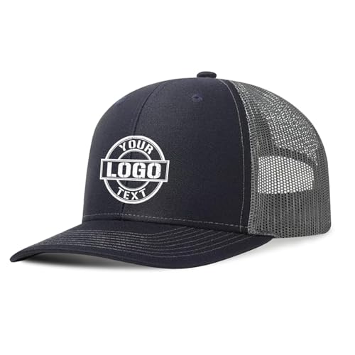 Custom Hats for Men Women Custom Hats Design Your Own Logo Customized Trucker Hat Customize Baseball Hat for Gifts Bulk Personalized Cap Customizable Baseball Caps for Business Travel