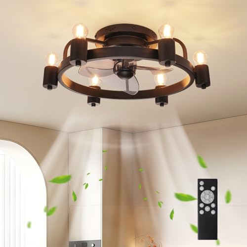 Ventilateur plafond silencieux noir réglable pour éliminer la chaleur étouffante du salon