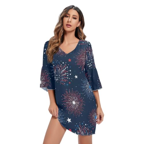 Robe de plage hawaïenne col en V Fireworks pour vos journées ensoleillées et terrasses