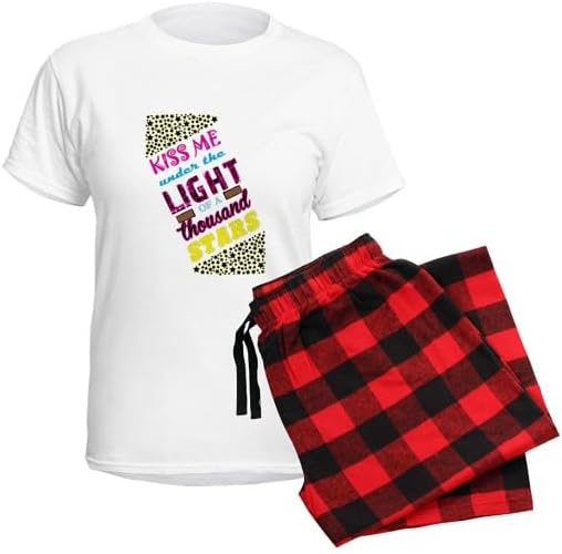 CafePress Kiss Me Under The Light of A Thousand Stars Pajama Women's Novelty Cotton Pajama Set, Comfortable PJ Sleepwear