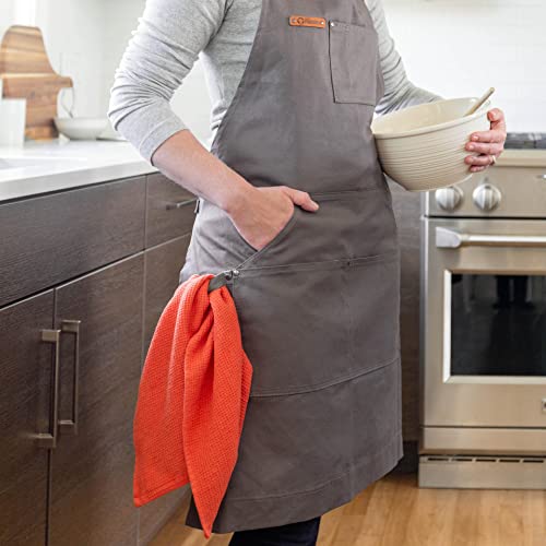 Chef Pomodoro Chef Apron For Men And Women With Pockets - Top Chef Recommended - Kitchen Apron With Adjustable Neck Straps - Cooking Apron Designed For Home, Bbq, Grill Use (Stone Grey) #TOP7