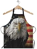 WONDERTIFY American Bald Eagle on Grunge Flag Apron, Bib Apron with Adjustable Neck for Men...