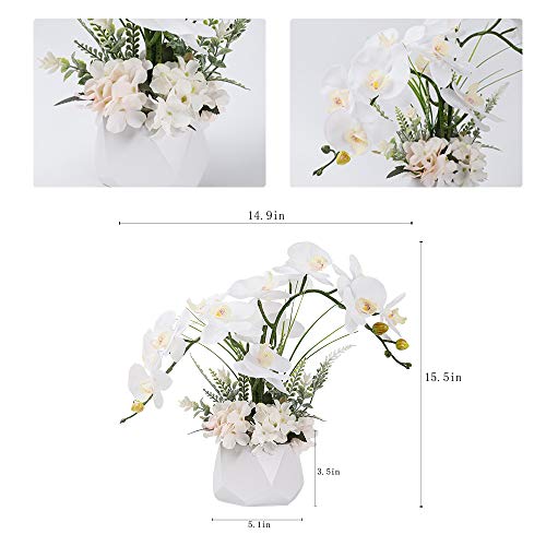Lesing Artificial Ochid Flowers Fake Faux Orchid Arrangement With Vase Artificial Bonsai Potted Flowers Phalaenopsis Orchid In Vase For Home Decoration (Style 2,White Vase) #TOP3