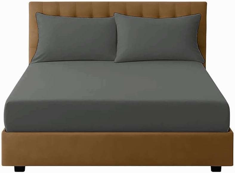 MR&MH Luxury King Size Fitted Sheet - 1800 Brushed Microfiber - 100% Brushed Polyester - 90 GSM - Extra Deep 40cm Pocket - Ultra-Soft, Wrinkle-Free, Easy Care - Grey - 198 x 152 cm