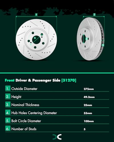 Image of SCITOO Front 10.83 inch Rear 10.59 inch Brake Pads and Rotors Kits